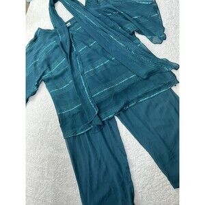 Dana Kay Green 3 Piece Formal Pants Suit With Scarf Women’s 18W Holidays Party
